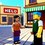 **Prompt 1: First Interaction**
    A stylized Roblox player character is standing in front of a friendly NPC, who looks like a simple shopkeeper or villager, in a vibrant, low-poly Roblox town square. The NPC has a visible speech bubble above its head displaying "Hello!" (or "Hej!"). The scene conveys a sense of initial discovery and the rewarding feeling of creating a basic, interactive NPC.